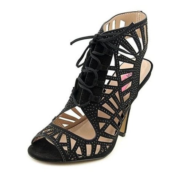 BETSEY JOHNSON Lexxe Rhinestone Cage Sandals sz 6 - Picture 1 of 15